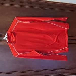 Under Armour Red Mock Long Sleeve ColdGear Sz Large Mens Womens READ